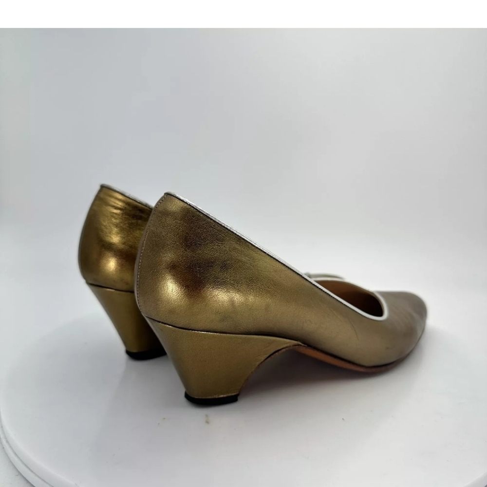 Gucci Women Size EU 35.5 AA US 5 Gold Leather Point Toe Heel Shoes - Picture 15 of 16